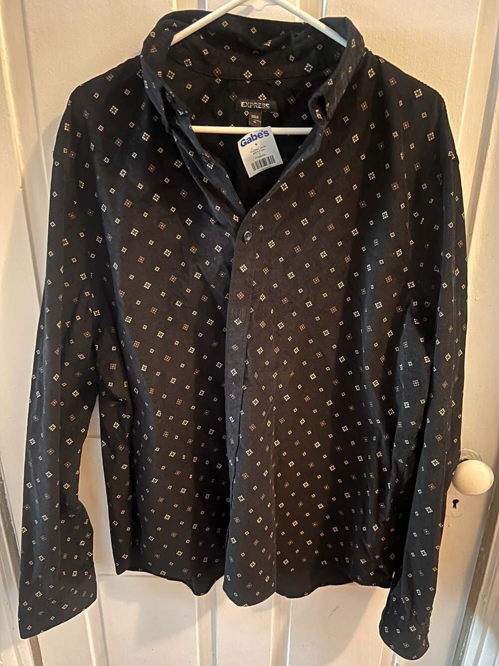 Express Long Sleeve Button Down Shirt Size XL Black Geometric
